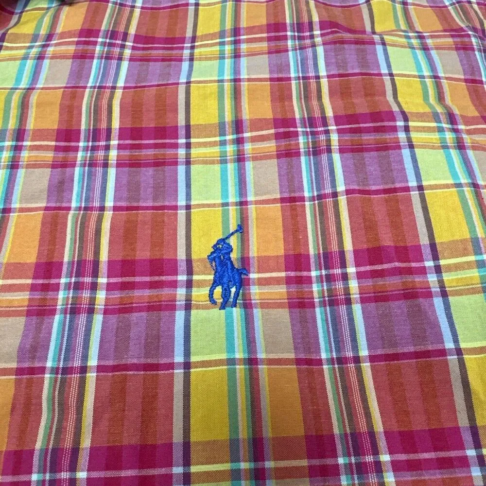 Vintage Polo‎ Ralph Lauren Shirt Men Large Plaid Colorful Preppy Y2K
